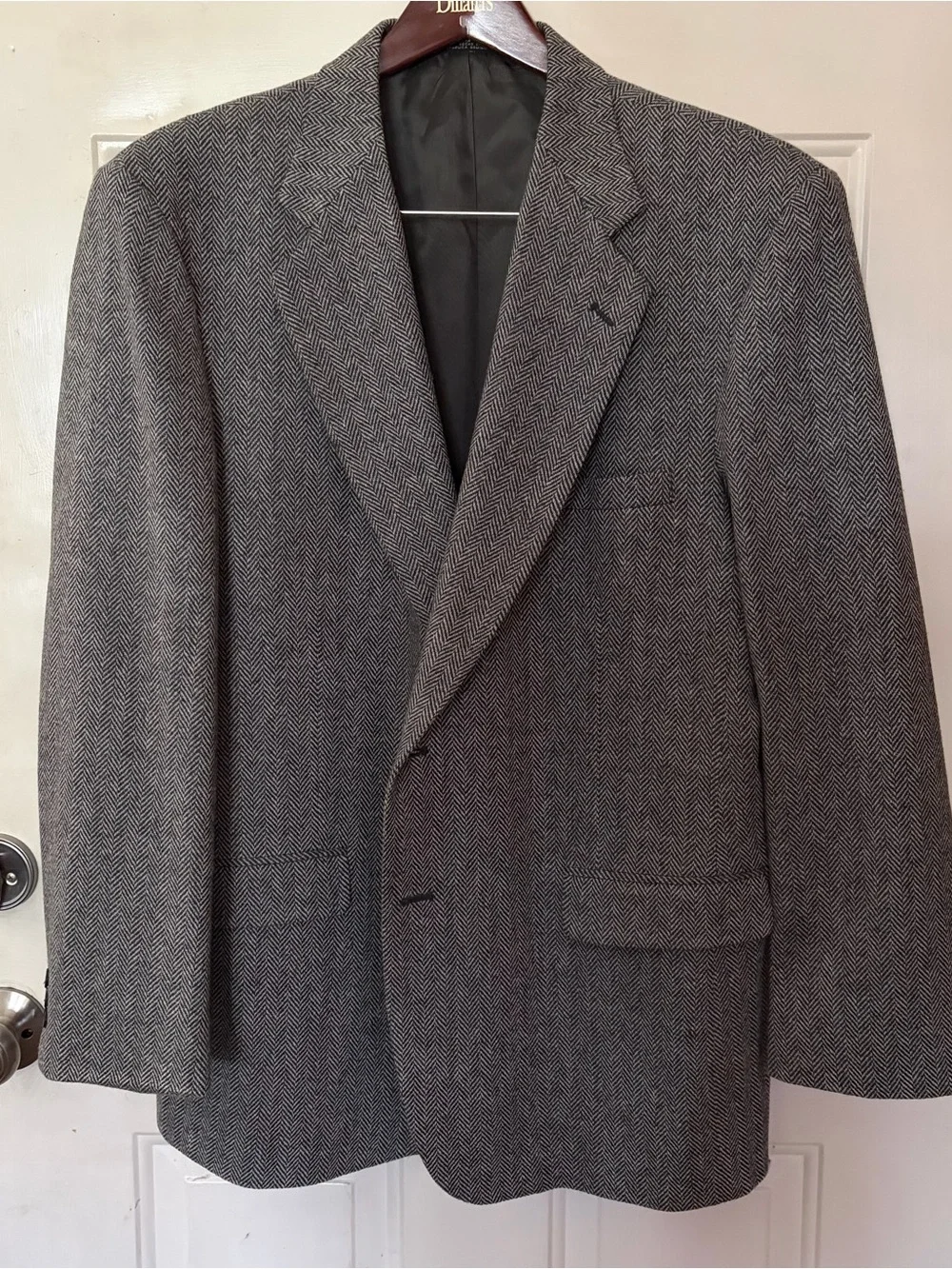 VTG Towncraft Wool Lambswool Tweed Blazer 46L Gray Herringbone Sport Coat blazer